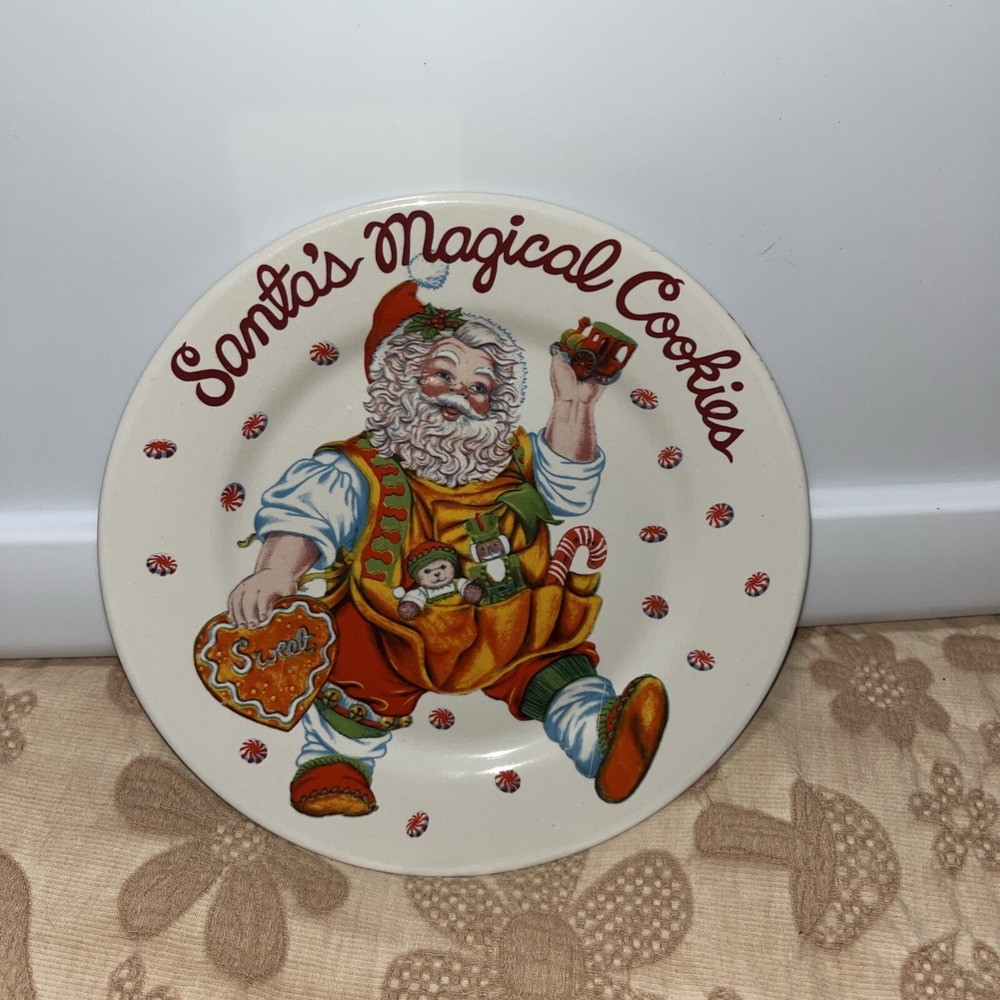 Santa's Magical Cookies Christmas Plate Sakura Stoneware‎ 7 5/8"